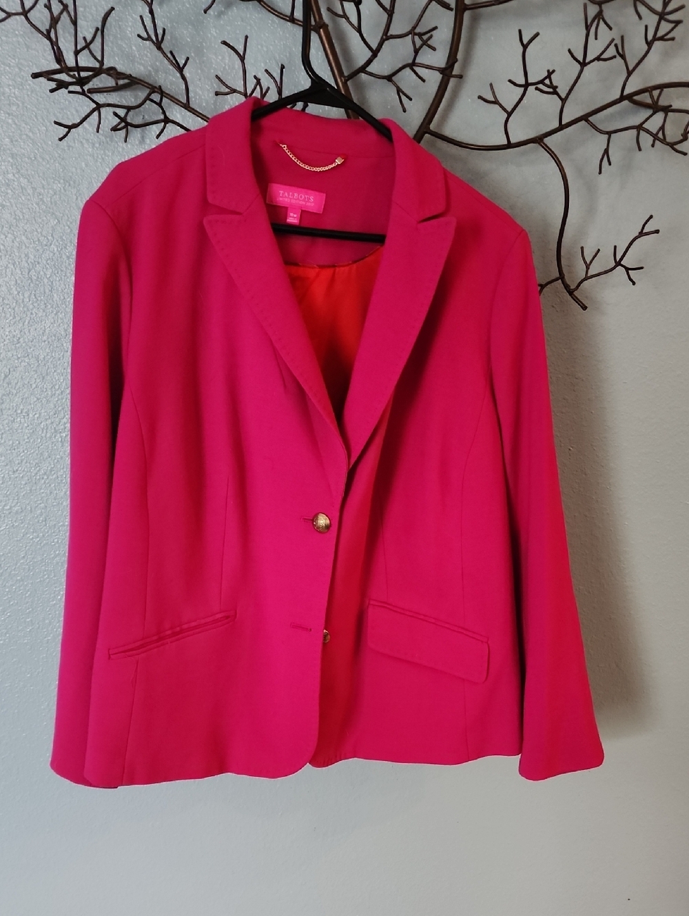 Talbots Hot Pink Women's Blazer with Gold Buttons